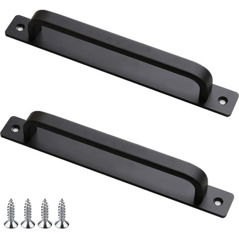 2 Pièces Poignée de Porte de Grange Coulissante de 213mm, Poignée de Meuble Cuisine, Poignée de Porte Coulissante avec Vis Poignée pour Portes de Grange Armoire Placard Portail, Noire (1/5)