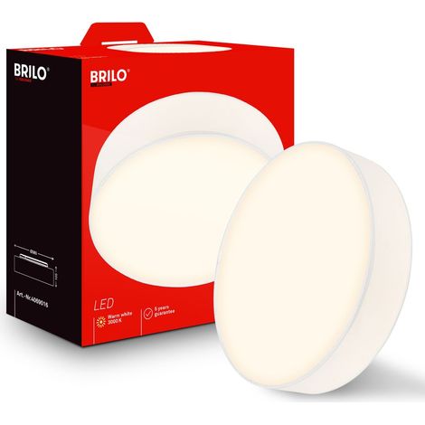 Briloner Plafonnier LED abat-jour en tissu Ø38x10,5 cm rond 24W 2600lm 3 000K blanc chaud blanc - Lustre salon chambre cuisine couloir (1/5)