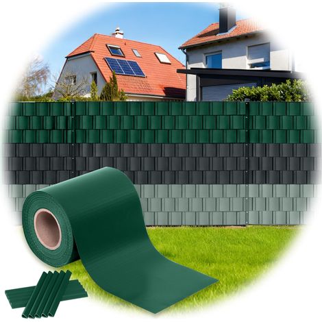 Bandes brise-vue pour panneaux à double fil, 35 m x 19 cm, vert RAL 6005, en PVC, clôture opaque, résistant aux UV, protection contre le vent, pour clôtures PVC vert (1/5)