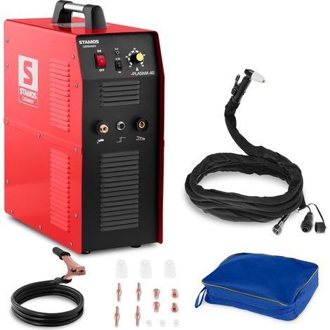 Découpeur plasma 40A pour acier jusqu'à 10mm – Compresseur intégré – Technologie MOSFET – Efficacité 93% – 230V – Stamos Germany (1/6)
