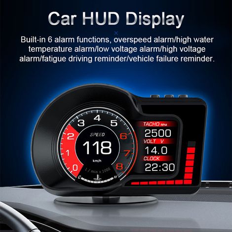 Compteur de vitesse GPS numérique à affichage tête haute pour voiture, double système avec vitesse/horloge/RPM/température d'ébullition de l'eau/Altitude/etc.Alarme de survitesse Test d’accélération F (1/5)