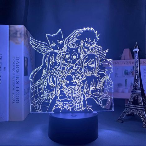 Veilleuse tactile LED Fairy Tail, motif manga, idéale pour la chambre d'enfant. Lampe de table 3D, cadeau parfait pour les enfants.