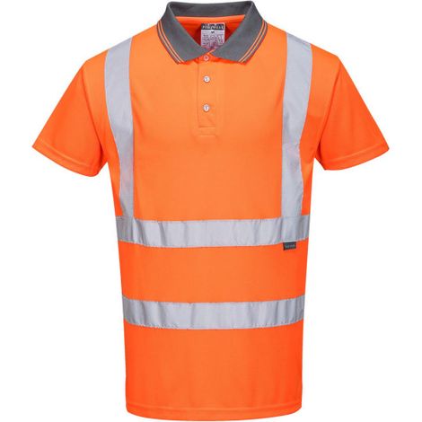 Polo en tejido de alta visibilidad Micro Mesh Bird Eye con cintas reflectantes RT22 5XL Naranja