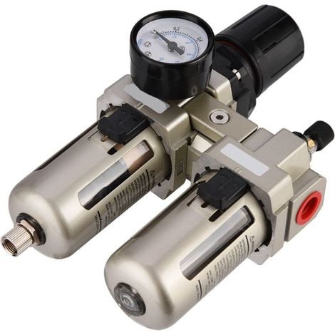 1 régulateur de pression d'air comprimé en alliage d'aluminium AC3010‑03 avec filtre à eau et piège à humidité 3/8" (1/5)