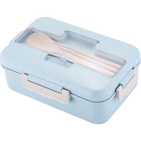 Boîte à bento étanche pour adultes avec 3 compartiments, boîte à lunch pour enfants avec cuillère et baguettes, compatible micro-ondes et lave-vaisselle, sans BPA, avec poignée (1/2)