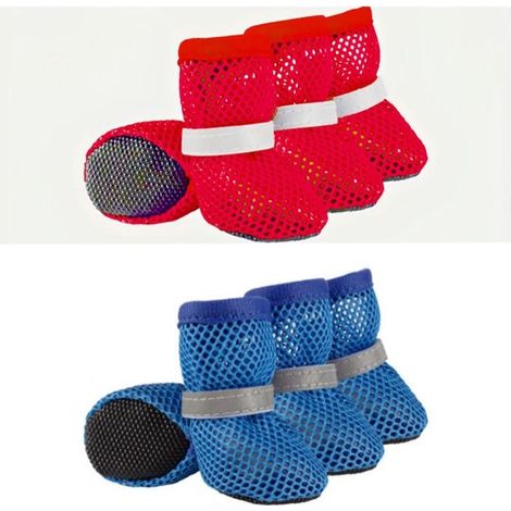 Achtteiliges Set schützender Hundeschuhe atmungsaktive und bequeme Sommerschuhe für Hunde geeignet für drinnen und draußen im Sommer Pink Rot S (1/5)