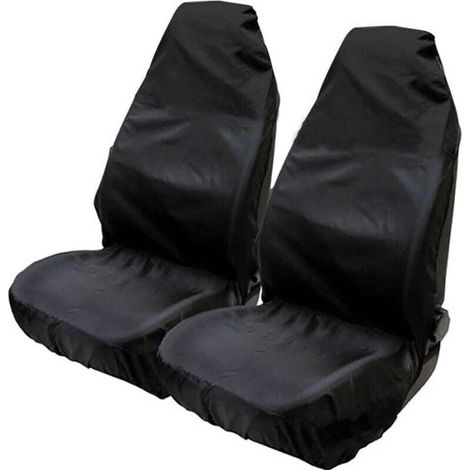 Housses de protection universelles imperméables en nylon pour sièges avant de voiture, 75 x 55 x 55 cm (lot de 2), noires (1/3)