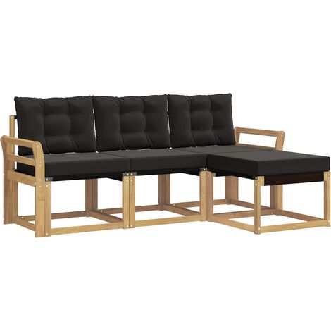 Outdoor Sofa Set with Cushion 4 pcs White and Black vidaXL