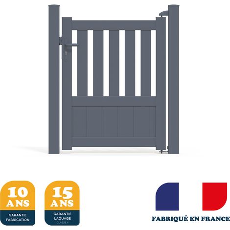 Portillon aluminium prêt à poser Duny 104 cm x 130 cm – Couleur gris 7016 – Remplissage semi-plein – Fabrication française (1/4)