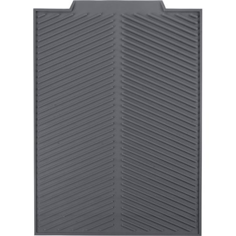 Tapis d'égouttage en silicone pour plan de travail de cuisine, lavable au lave-vaisselle, réutilisable (gris, petit) (1/5)