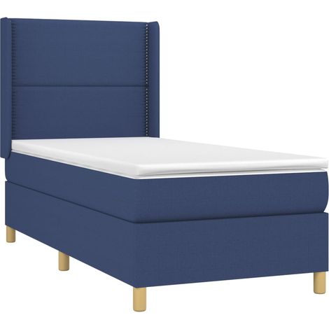 Cama box spring colchón y luces LED tela azul 90x190 cm vidaXL (1/5)