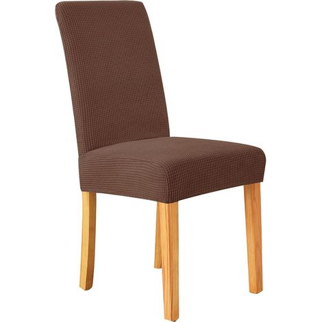 Housses de chaises Extensibles Housse Chaise Salle à Manger Elastique Protege chaises Salle a Manger Antidérapante Marron Lot de 2 (1/5)
