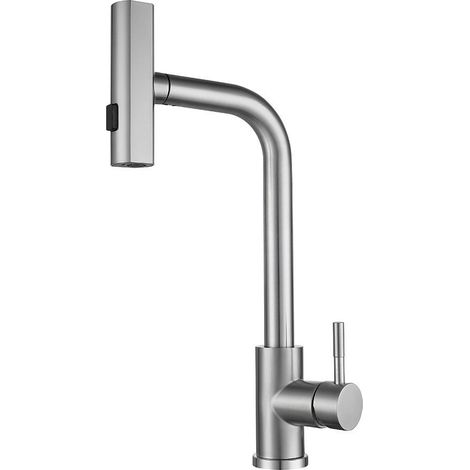 Robinet Cuisine avec Douchette Extractible, Mitigeur Cuisine Cascade avec 3 Modes de Jet, Robinetterie Evier Cuisine Escamotable Pivotant à 360° en Acier Inoxydable, Finition Brossée