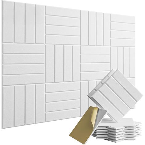 12 PCS Panneaux Acoustiques Autocollants, 30 x 30 x 1cm Panneaux Acoustiques en Forme de Brique Mousse Acoustique Autocollante Porte Panneaux Acoustiques Muraux pour Salons, Chambres (1/5)