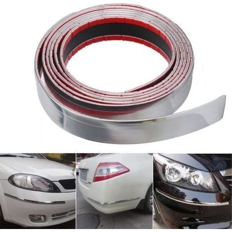 Striscia adesiva cromata autoadesiva da 2,5 m x 30 mm per auto (1/4)