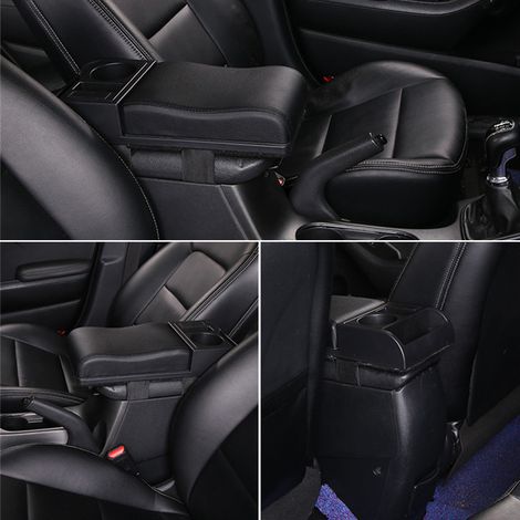 Copertura multifunzionale per bracciolo auto, cuscino automatico per console centrale con pannello retrattile, porta di ricarica USB, portabicchiere, griglia portaoggetti adatta alla maggior parte del