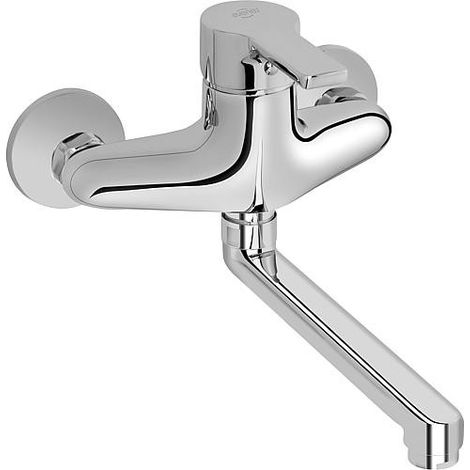 Mitigeur d'évier mural Goodlife avec bec pivotant saillie 257 mm chromé (1/2)
