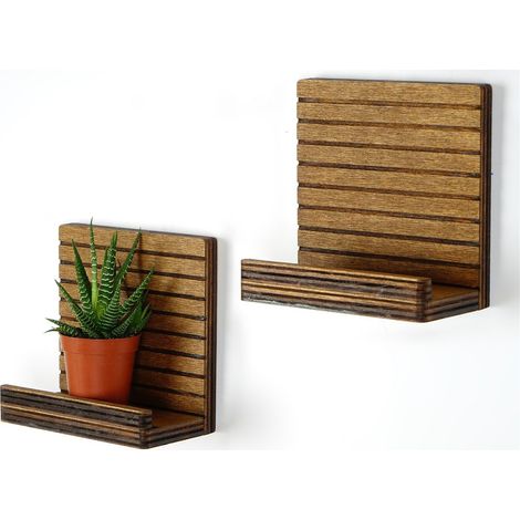 Estantería Soglio, 2 estantes, set de 2, tono madera natural, 13x7x13h cm, marrón natural