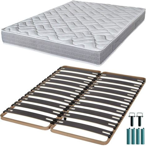 Matelas mousse + Sommier métal C310 2x90x190 Maryland - Hauteur 20 cm - Soutien ferme (1/5)