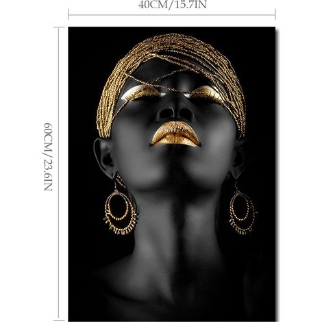 Tableau abstrait sur toile représentant une femme noire africaine, idéal pour décorer vos murs et votre intérieur. (1/5)