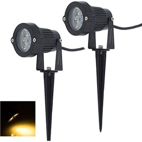 Lot de 2 Spot A Piquer LED Exterieur Orientable Noir Blanc Chaud 3W 220V (1/4)