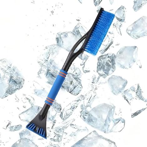 Grattoir à glace avec brosse à neige 2-en-1, grattoir pour pare-brise de voiture, amovible, avec manche ergonomique en mousse pour voitures, camions, SUV (Bleu) (1/4)