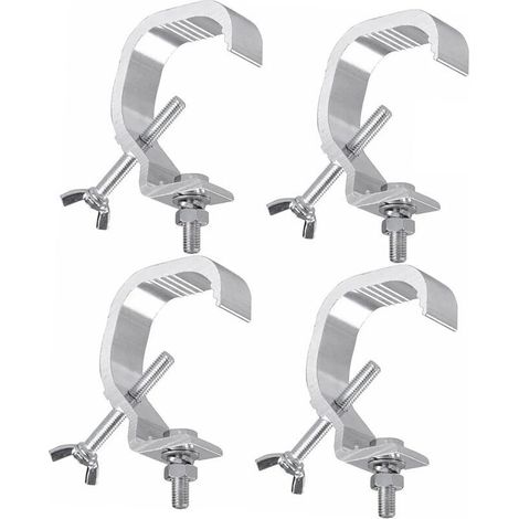 Morsetto per luci da palco - Kit di ganci per luci da palco in alluminio pressofuso antiscivolo per faretti a testa mobile, 4 pezzi (1/4)