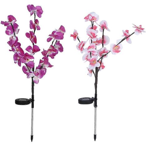 Set mit 2 Solar-LED-Lichtern in Form künstlicher Orchideenbäume für Garten, Hof, Rasen und Außendekoration (1/5)