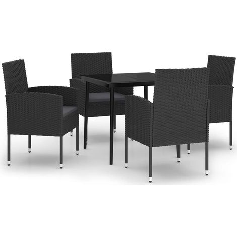 Maison Exclusive - 5-tlg. Garten-Essgruppe Schwarz