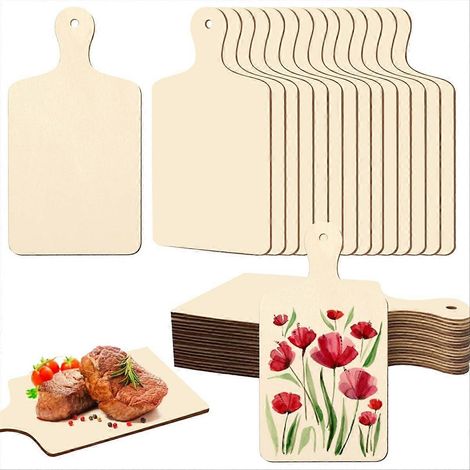Set aus 30 Mini-Holzschneidebrettern mit Griffen für Bastelarbeiten, ideal für Küchendekoration und Wohnaccessoires. (1/5)