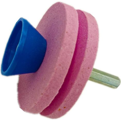 Affûteuse de lame tondeuse à gazon 2 pièces, pierre à aiguiser double couche avec équilibreur de lame pour perceuse électrique portative (1/5)