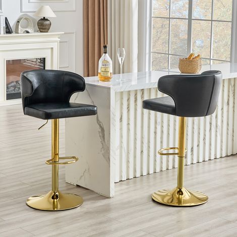 Lot de 2 tabourets de bar pivotants à 360°, hauteur réglable, dossier intégré, base large avec repose-pieds, chaises hautes de cuisine design pour comptoir ou îlot (sans accessoires). (1/5)