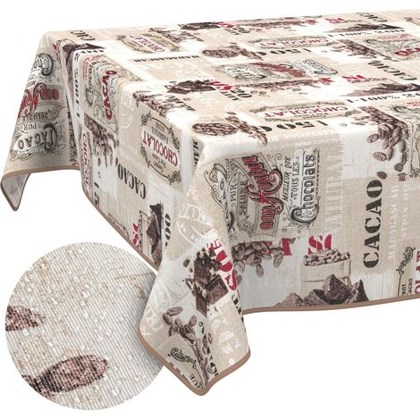 Nappe enduite Cacao avec Ourlet Ronde Ø 140 cm Anti-Taches (1/5)