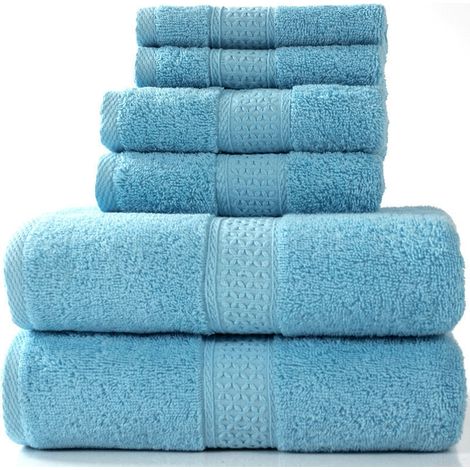 de serviettes de la collection Pearl - Ensemble de 6 pièces 100% coton 950g / m² Ensemble de serviettes, 2 serviettes de bain + 2 serviettes à main en bleu vif