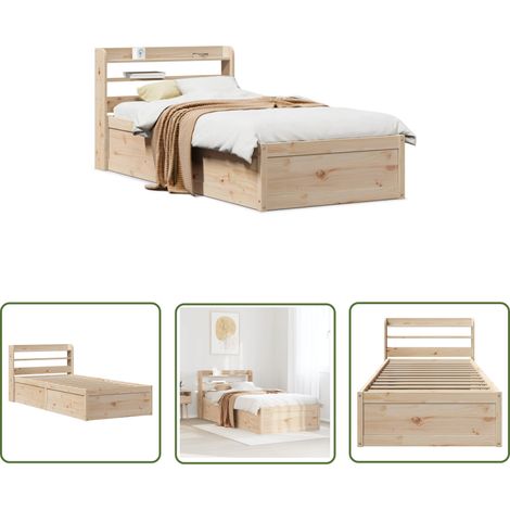 vidaXL Cadre de lit avec tête de lit 90x190 cm bois de pin massif (1/5)