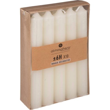 Confezione da 10 candele a bastoncino Hugo, bianco avorio 45g - Atmosphera créateur d'intérieur