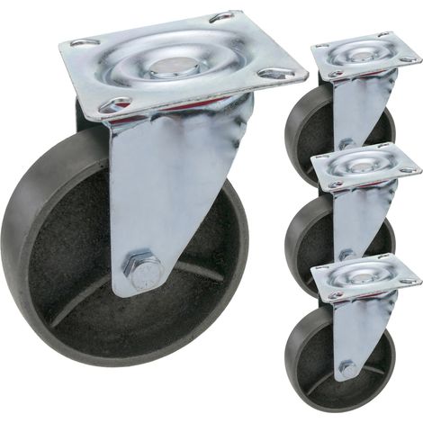 PrimeMatik - Roulettes industrielles de métal sans frein 100 mm 4 unités (1/5)