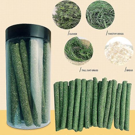 Bâtonnets à mâcher en herbe (20 pièces) - Nourriture naturelle pour lapins et hamsters - Jouet à mâcher (1/4)