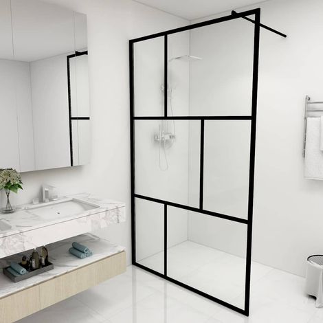 Paroi de douche à l'italienne avec verre trempé Noir 115x195 cm (1/5)