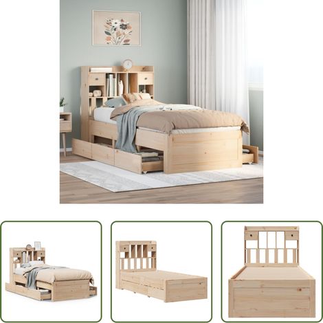 vidaXL Rangement chambre - Lit bibliothèque sans matelas 75x190 cm bois de pin massif (1/5)