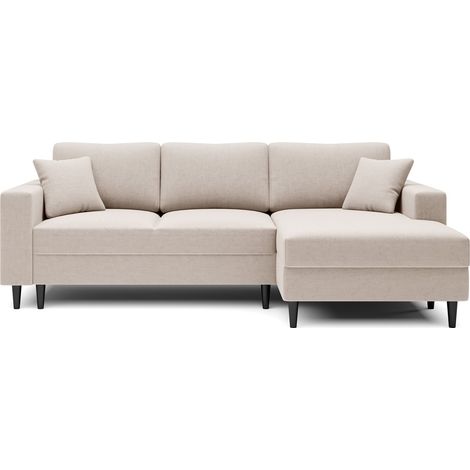 Selsey - Eckschlafsofa Nalika in L-Form mit einem Behälter aus cremefarbenem hydrophobem Velours auf der rechten Seite (1/5)
