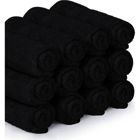 Très Noir, Lot de Serviettes Toilette 100% Coton Premium (30x30 cm), Gants Visage 30 X 30 CM (PAQUET DE 12) GANT DE TOILETTE (1/5)