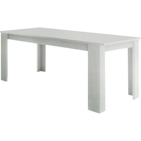 Dmora - Tavolo allungabile Arizon, Consolle allungabile fino a 10 posti, Consolle estensibile 100% Made in Italy, cm 140/190x90h75, Bianco lucido Larice (1/5)