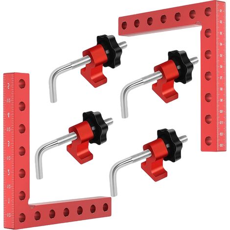 Équerre de serrage à 90°, 42 coins, 4 clips, 4 clés Allen, alliage d'aluminium, pour le montage de tiroirs, armoires et cadres, outil professionnel pour le travail du bois, unités impériales/métriques (1/5)