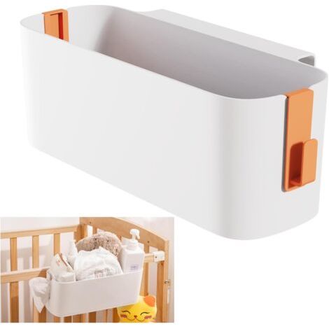 Panier de Rangement à Suspendre pour Chevet, Multifonction Boîte de Rangement à Suspendre, Étagère de Rangement de Chevet, avec 2 Crochet, Sac de Rangement Suspendu avec Crochets, Orange (1/5)