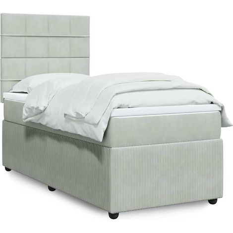 Boxspringbett mit Matratze Hellgrau 90x190 cm Samt