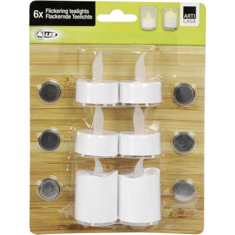 6 Candele a Led Elettriche Tealight Luce Calda + 6 Batterie CR2032 Grundig (1/2)