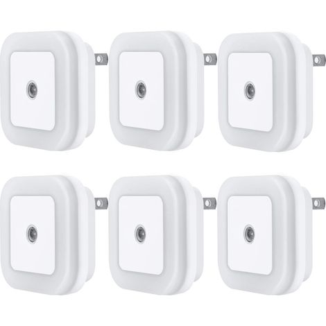LED-Nachtlichtlampe mit intelligentem Dämmerungssensor, Tageslichtweiß, 0,5 W Plug-in, 6er-Pack