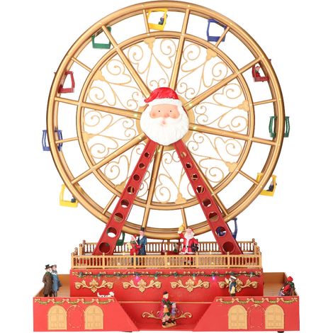 Ruota panoramica gigante decorazione per villaggio di Natale con luci h 49 cm -Blu (1/2)