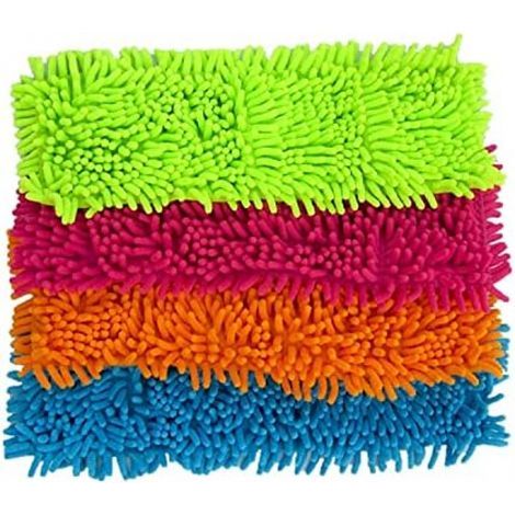 Replacement microfiber mop head, wet and dry, super absorbent (pack of 4: 1 pink, 1 green, 1 orange, 1 blue) (1/4)